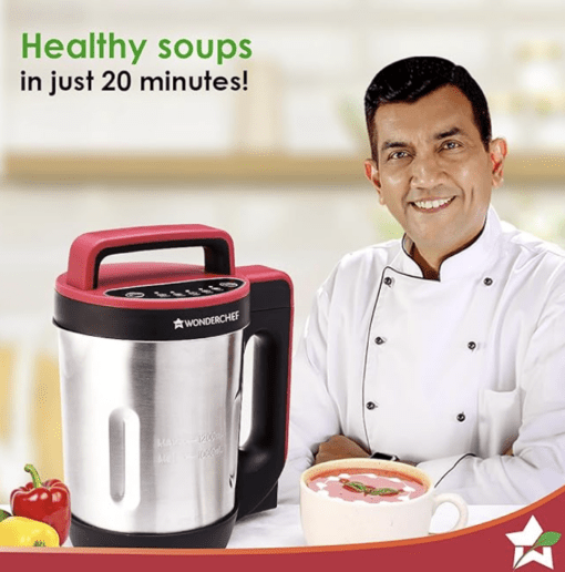 Wonderchef NEO Automatic Soup Maker | 1.0 Litre | 800W Heater | SS Blades & Bowl (Jug) | Soup in just 20 mins | 2 Years Warranty | Red & Black - Image 3